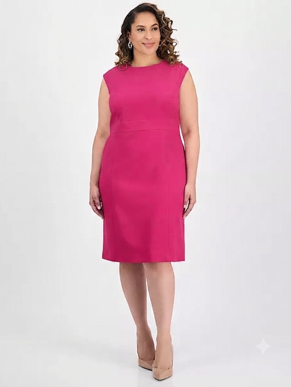 Kasper Sleeveless Sheath Dress in Fuchsia Pink
